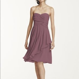 David’s Bridal Chiffon Strapless Bridesmaid Dress